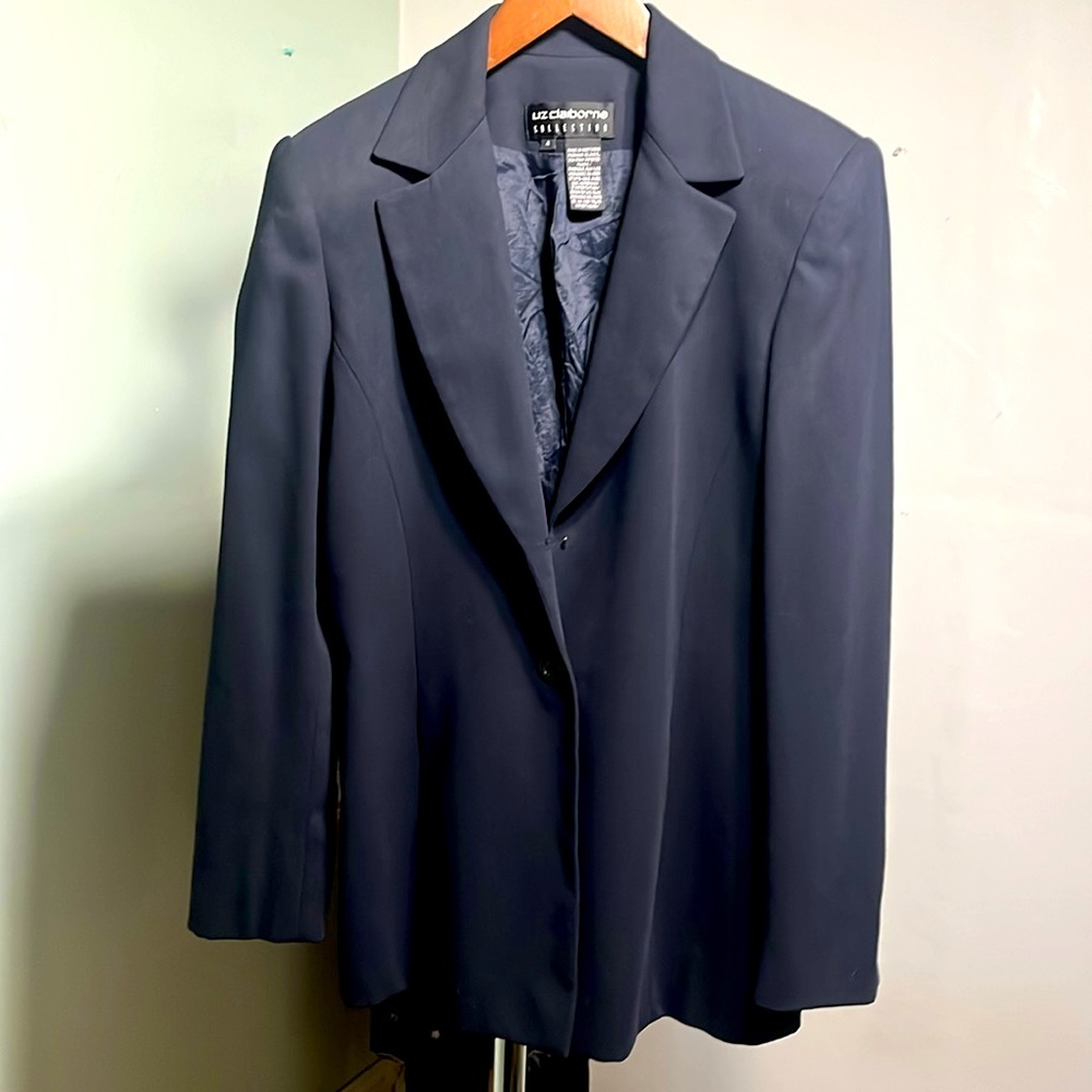 Vintage Liz Claiborne dark navy blue suit jacket